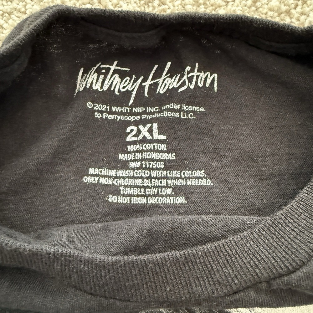 Whitney Houston Classic Photo POP Music Singer T-Shirt Mens 2XL Black Tee - Picture 3 of 4